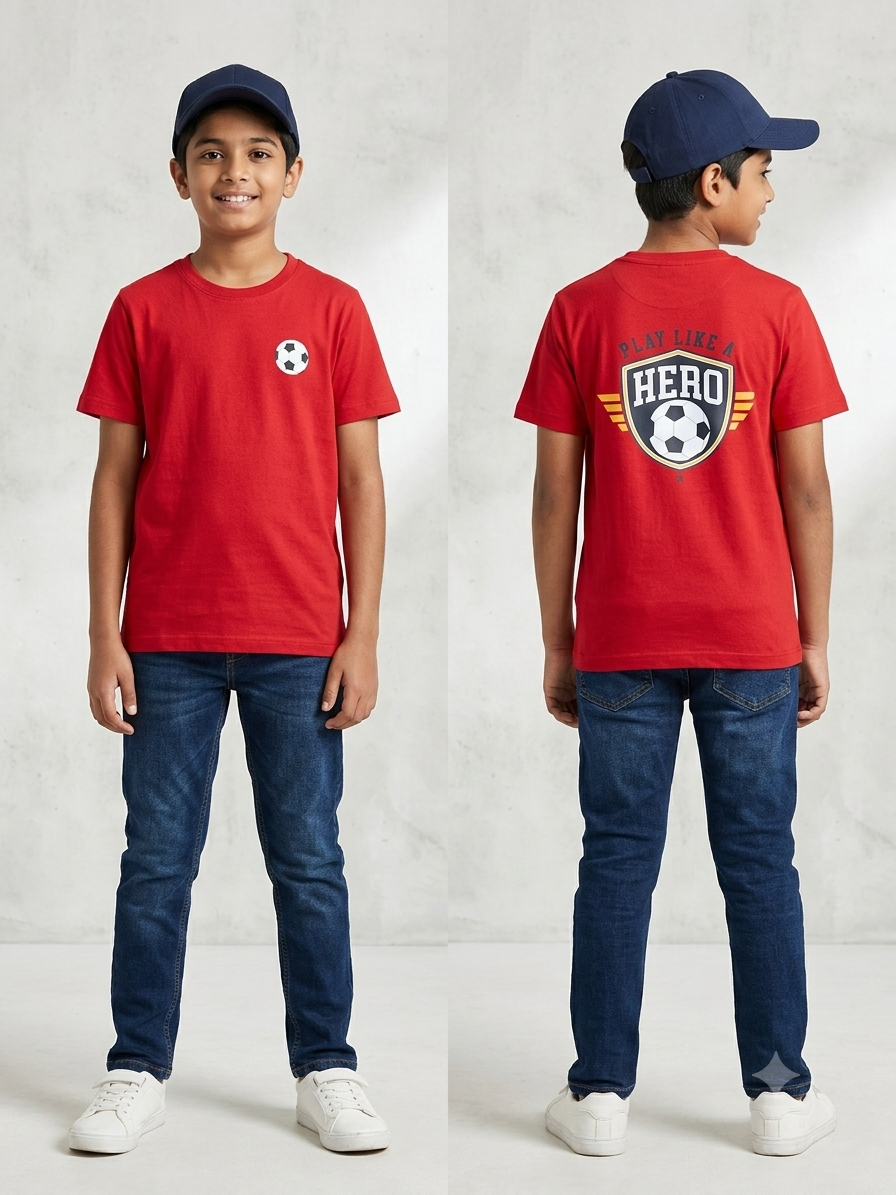 "Play Like a Hero" Soccer Graphic T-Shirt – Red