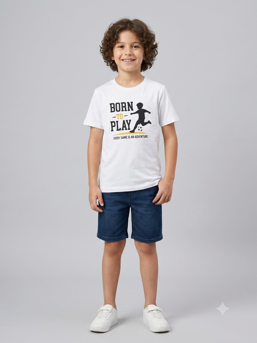 Born to Play Kids Soccer Graphic T-Shirt