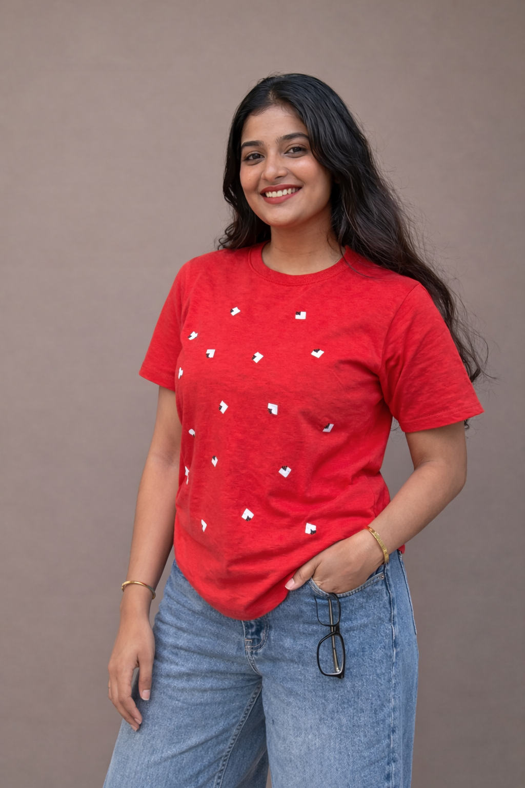 Dovekie Regular fit Scarlet Rhythm Tshirt