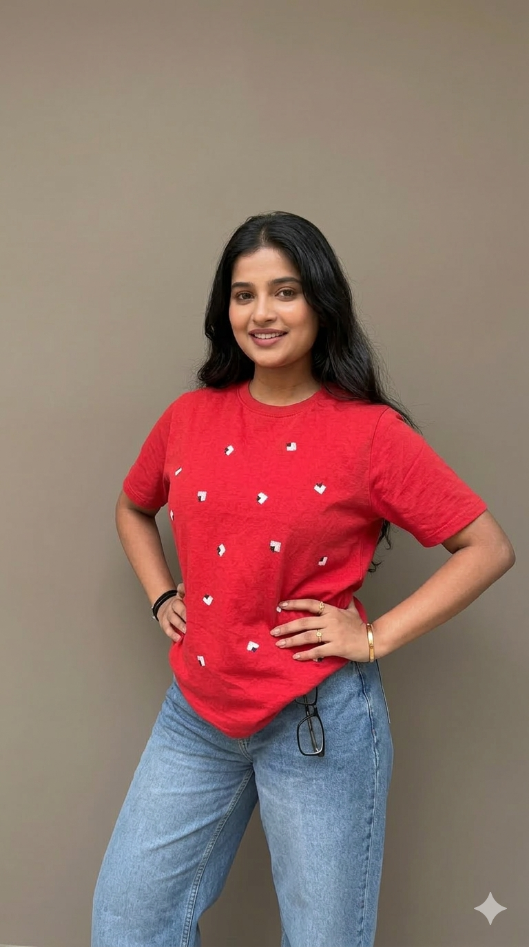 Dovekie Regular fit Scarlet Rhythm Tshirt