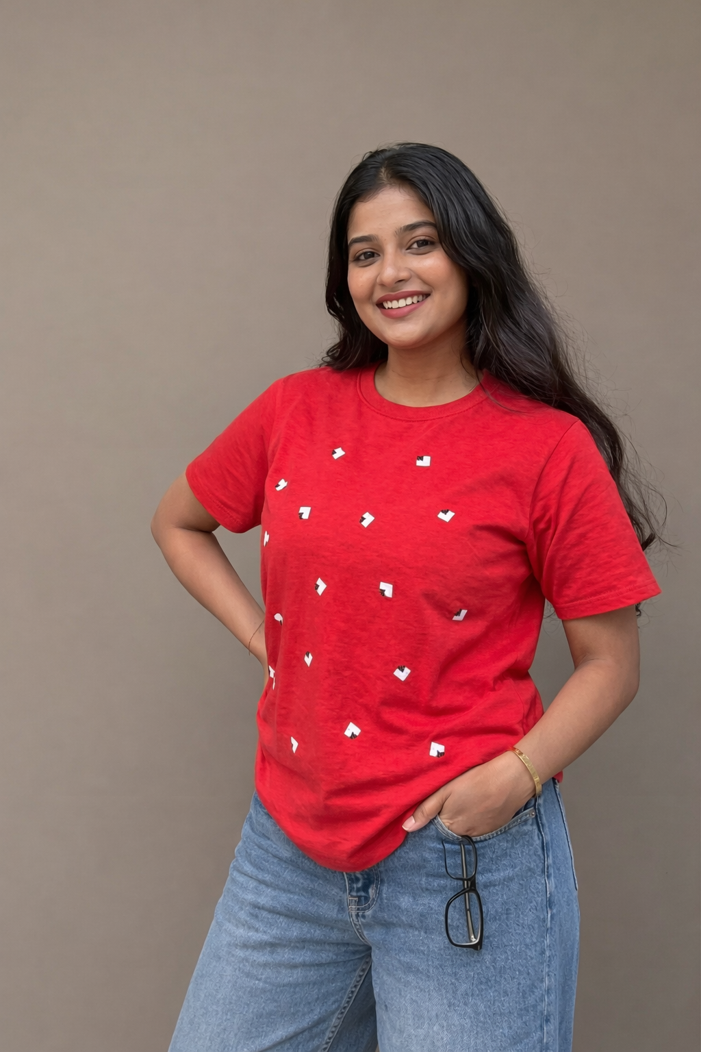 Dovekie Regular fit Scarlet Rhythm Tshirt
